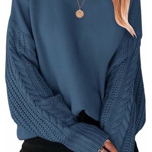 Women's Blue Cable Knit Sweater